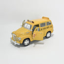 Miniatura Antiga Clássica Ônibus Escolar Chevrolet Suburban 1950 Amarela Escala 1:36