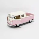 Miniatura Antigo Clássico Nacional Volkswagen Kombi Cabine Dupla Pickup 1968 Rosa Escala 1:36