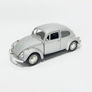 Miniatura Antigo Clássico Nacional Volkswagen Fusca Beetle Abre Capô Prata Escala 1:36