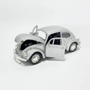 Miniatura Antigo Clássico Nacional Volkswagen Fusca Beetle Abre Capô Prata Escala 1:36
