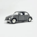 Miniatura Antigo Clássico Nacional Volkswagen Fusca Beetle Abre Capô Cinza Escala 1:36