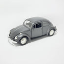 Miniatura Antigo Clássico Nacional Volkswagen Fusca Beetle Abre Capô Cinza Escala 1:36