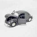 Miniatura Antigo Clássico Nacional Volkswagen Fusca Beetle Abre Capô Cinza Escala 1:36