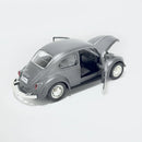 Miniatura Antigo Clássico Nacional Volkswagen Fusca Beetle Abre Capô Cinza Escala 1:36