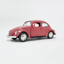Miniatura Antigo Clássico Nacional Volkswagen Fusca Beetle Abre Capô Vermelho Fosco Escala 1:36