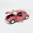Miniatura Antigo Clássico Nacional Volkswagen Fusca Beetle Abre Capô Vermelho Fosco Escala 1:36