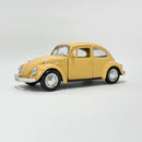 Miniatura Antigo Clássico Nacional Volkswagen Fusca Beetle Abre Capô Amarelo Escala 1:36