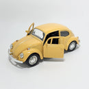 Miniatura Antigo Clássico Nacional Volkswagen Fusca Beetle Abre Capô Amarelo Escala 1:36