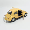 Miniatura Antigo Clássico Nacional Volkswagen Fusca Beetle Abre Capô Amarelo Escala 1:36