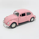 Miniatura Antigo Clássico Nacional Volkswagen Fusca Beetle Abre Capô Rosa Escala 1:36
