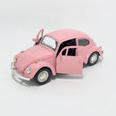 Miniatura Antigo Clássico Nacional Volkswagen Fusca Beetle Abre Capô Rosa Escala 1:36