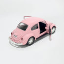 Miniatura Antigo Clássico Nacional Volkswagen Fusca Beetle Abre Capô Rosa Escala 1:36