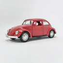 Miniatura Carro Antigo Clássico Nacional Volkswagen Fusca Beetle Abre Capô Vermelho Escala 1:36
