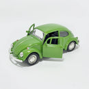 Carro Miniatura Antigo Clássico Nacional Volkswagen Fusca Beetle Abre Capô Verde Escala 1:36