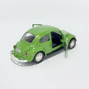 Carro Miniatura Antigo Clássico Nacional Volkswagen Fusca Beetle Abre Capô Verde Escala 1:36