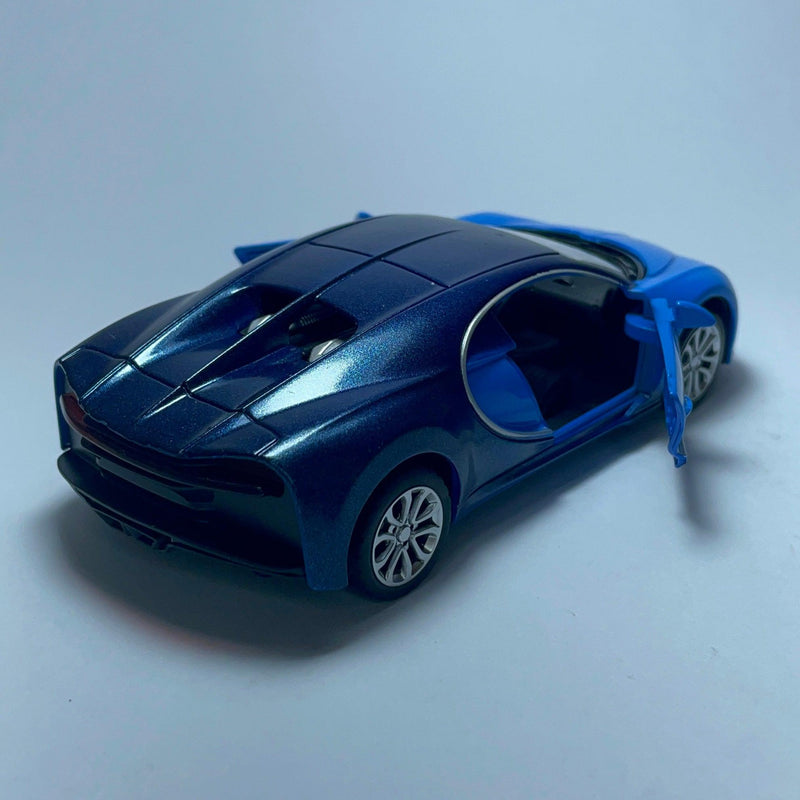 Miniatura Carro de Corrida Esportivo Bugatti Chiron Azul - MiniTurbo