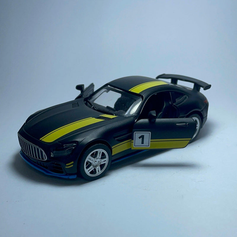 Miniatura Carro de Corrida Esportivo Mercedes AMG Preto Fosco - MiniTurbo